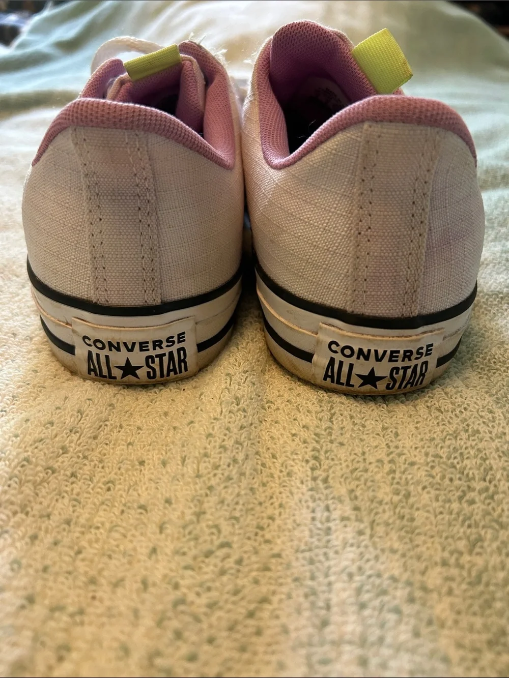 Converse All Star Low Top Women's Pink Canvas Sneakers with Neon Pull Tabs